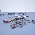 Modern Commercial Airliner Parked On Airport Tarmac With Other Aircraft And Vehicles