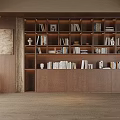 Modern Wooden Bookshelf Interior With Multiple Shelves Books Vases And Frames