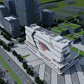 Aerial View Urban Planning Featuring Modern Skyscrapers Roads And Green Spaces