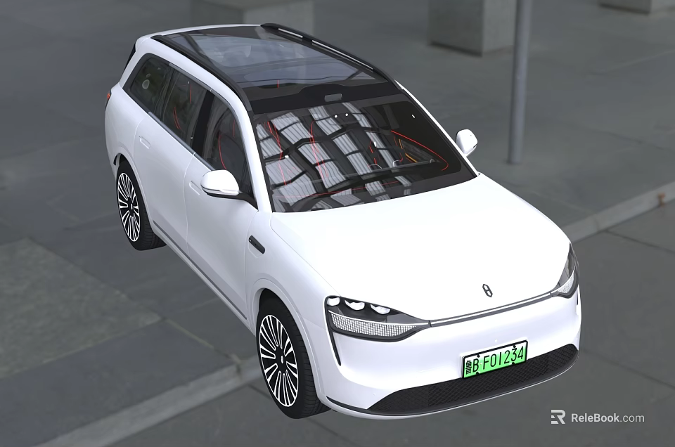 White Electric SUV With Panoramic Sunroof Modern Design And Black Alloy Wheels 3d model 