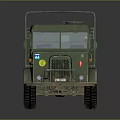 Vintage Green Military Utility Truck With Open Cargo Bed And Metal Roof Rack