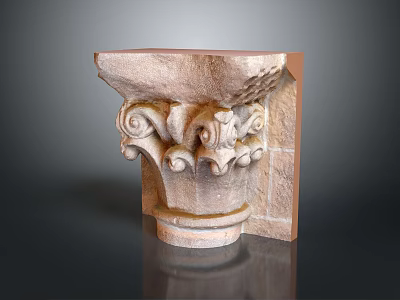 Beautiful Natural Landscape With Ancient Stone Column Base And Intricate Carved Designs 3d model