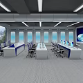 Modern Monitoring Control Room With Multiple Workstations Large Display Screens And Computer Monitors