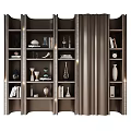 Modern Bookcase With Multiple Shelves Decorative Vases Books And Sculptures