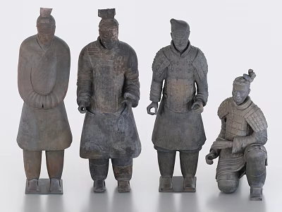 Ancient Chinese Terracotta Warriors Sculptures With Detailed Historical Warrior Figures 3d model
