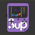 Portable Purple Handheld Game Console With Sup Logo And Tetris Screen