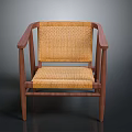 Minimalist Modern Wooden Frame Chair Featuring Rattan Backrest And Seat