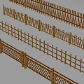Wooden Fences With Various Designs Including Cross Lattice And Straight Slats In Multiple Rows
