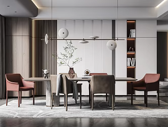 Modern dining table and chair combination 3d model