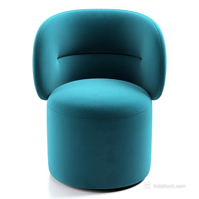 Teal Modern Rounded Upholstered Accent Chair With Comfortable Design And Contemporary Style 3d model 