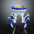 Innovative Tableware Set With Blue White Patterned Bowl Roasted Chicken And Mechanical Legs Support