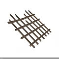 Outdoor Wooden Lattice Fence Structure With Cross Slats And Support Beams