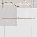 Modern Wave Shaped Chandelier Design With Curved LED Light And Illuminated Metal Frame