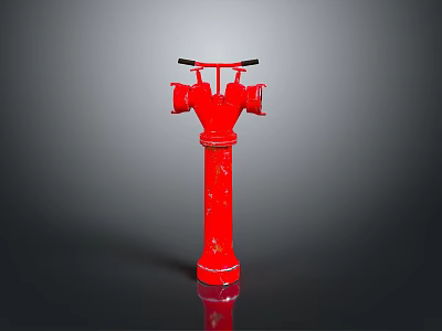 Red Metal Fire Hydrant With Decorative Details And Top Handles 3d model