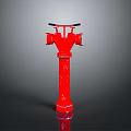Red Metal Fire Hydrant With Decorative Details And Top Handles
