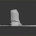 White Fluted Classical Column Model With Circular Ornaments On Square Base