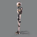 Game Movie Character Mechanical Robot With White Black Body And Gold Accents
