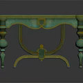 Elegant Green Top Storage Cabinet With Gold Accents And Curved Legs Design