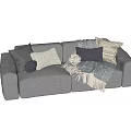 Modern Simple Tofu Block Double Sofa 3d model