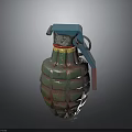 Vintage Military Hand Grenade With Textured Surface Blue Fuse And Metal Pin
