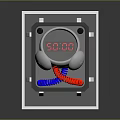 Mechanical Device Structure With Gray Base Silver Spheres Blue Red Coils And White Support Legs