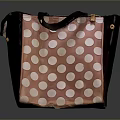 Pink Handbag With White Polka Dot Pattern Black Trim And Black Handle Design