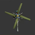 Space Exploration Probe With Green Blades Metallic Structure And Support Legs