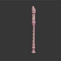 Ivory White Flute Musical Instrument With Classical Design Standing On Dark Background And Reflection