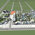 Modern Office Building Complex With Green Spaces And Planned Layout Design