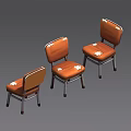 Three Orange Office Chairs With Metal Legs And Sleek Design Displayed In Different Angles