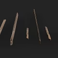Wood and Stone Strips in Various Lengths and Shapes on Black Background