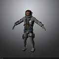 Astronaut Character With Red Alien Creature In Silver Space Suit Design 3d model