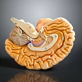 3D Medical Brain Anatomical Model Showing Cerebrum Cerebellum And Brainstem Structures