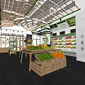 Organic Local Grocery Store With Fresh Produce And Handmade Products On Wooden Displays