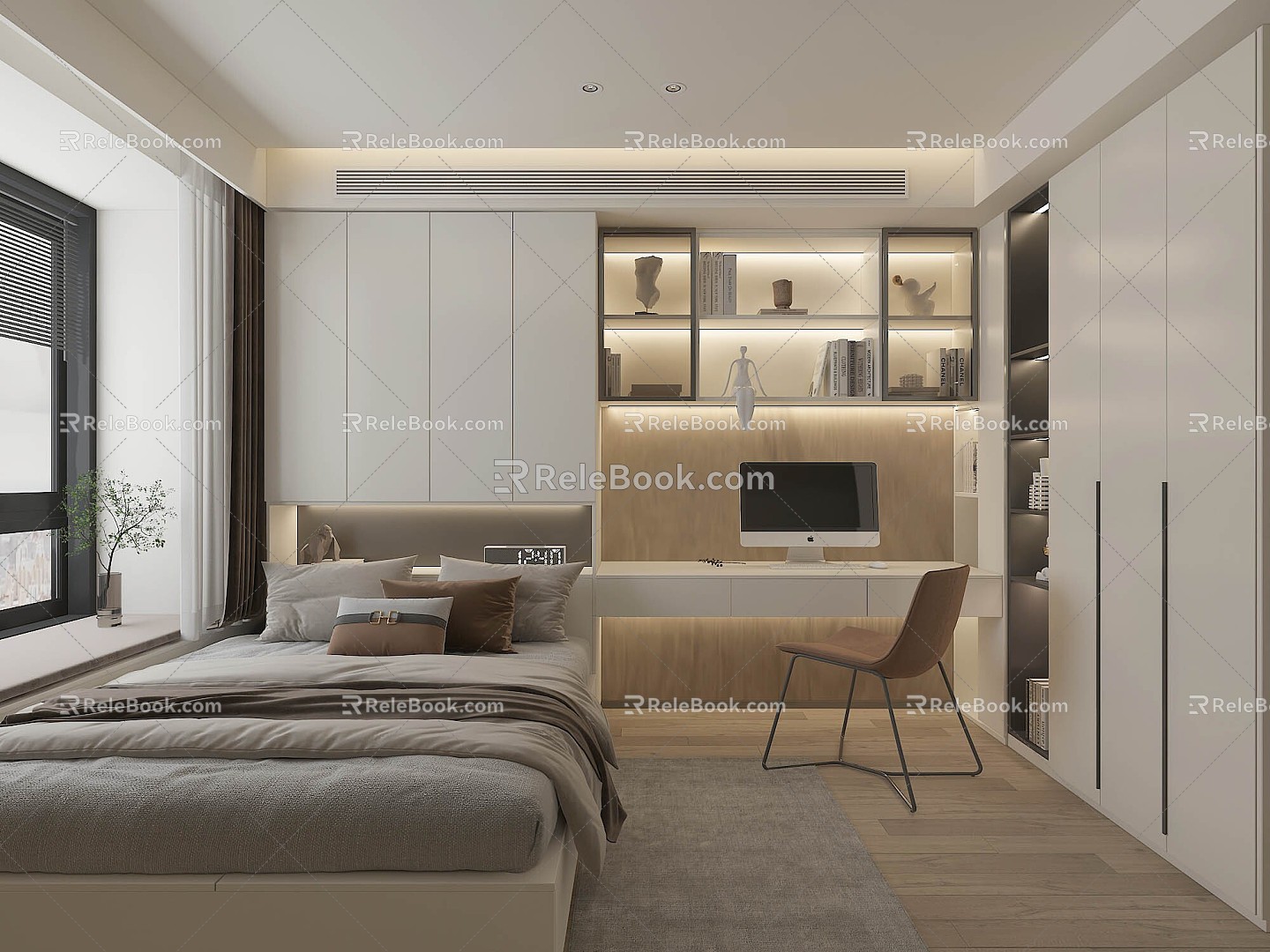 Modern style tatami bedroom, no main lamp design 3d model