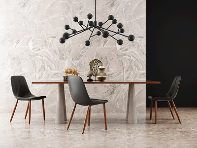 Nordic Dining Table and Chair Combination 3d model