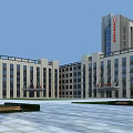 Modern City Peoples Hospital Building With Spacious Square Benches And Large Windows
