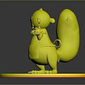 3D Skunk Character Model Standing On Brown Base Holding Plate With Food And Orange Apron