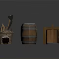 Rustic Wooden Household Items Including Barrels Buckets Box And Storage Jars