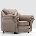 Modern Classic Light Brown Leather Single Sofa With Armrests And Stitched Details 3d model