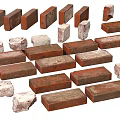 Various Weathered Red Bricks With Different Shapes Sizes And Textures
