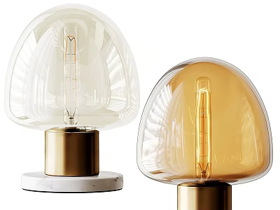Modern Table Lamps With Transparent Glass Shades And Gold Marble Bases 3d model