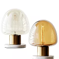Modern Table Lamps With Transparent Glass Shades And Gold Marble Bases