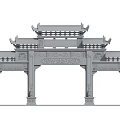 Traditional Chinese Paifang Architecture With Carved Decorations And Multi tiered Roofs Against Blue Sky