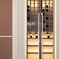 Modern Wine Cabinet With Glass Doors Interior Lighting And Wine Bottle Storage Metal Frame Design
