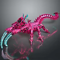 Pink And Blue Armored Dragon With Long Mechanical Body Sharp Claws And Shiny Metallic Design