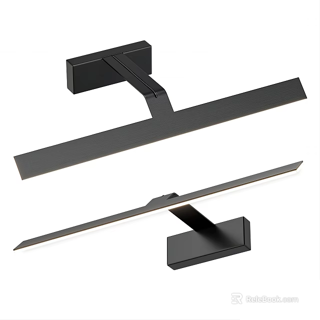 Modern Sleek Black Metal Wall Light With Linear Geometric Design Structure 3d model 