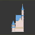 Colorful Fairy Tale Castle Model With Pink Blue Turrets Towers And Entrance