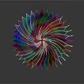 Colorful Floral Spiral Vase with Vibrant Gradient Hues and Petal Edges