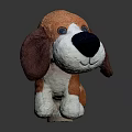 Brown And White Plush Dog Stuffed Toy Sitting With Floppy Ears Black Nose